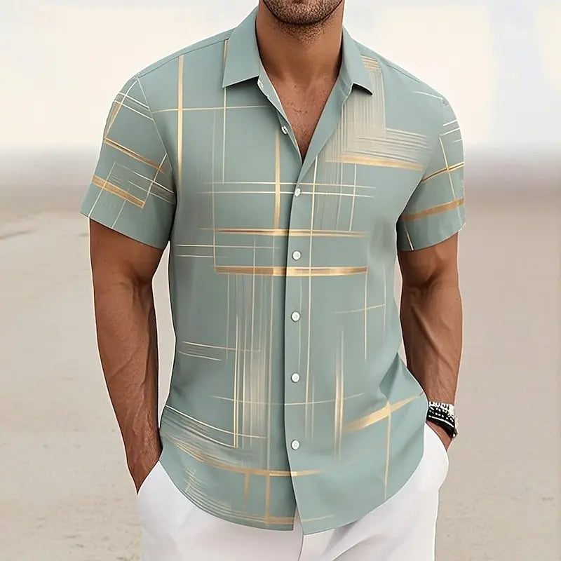 Men’s Short Sleeve Grid Shirt