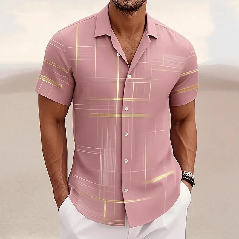 Men’s Short Sleeve Grid Shirt