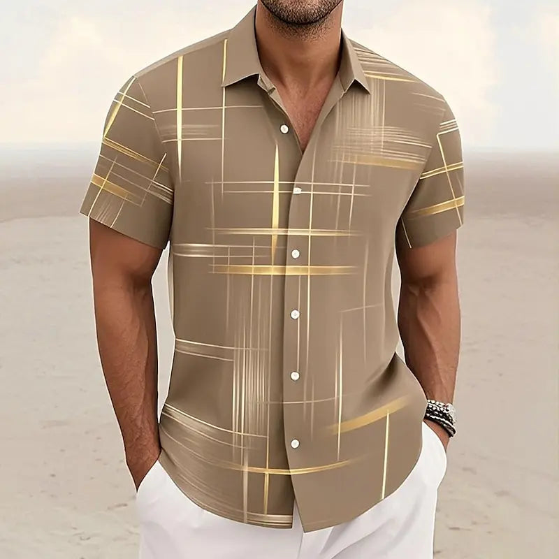 Men’s Short Sleeve Grid Shirt