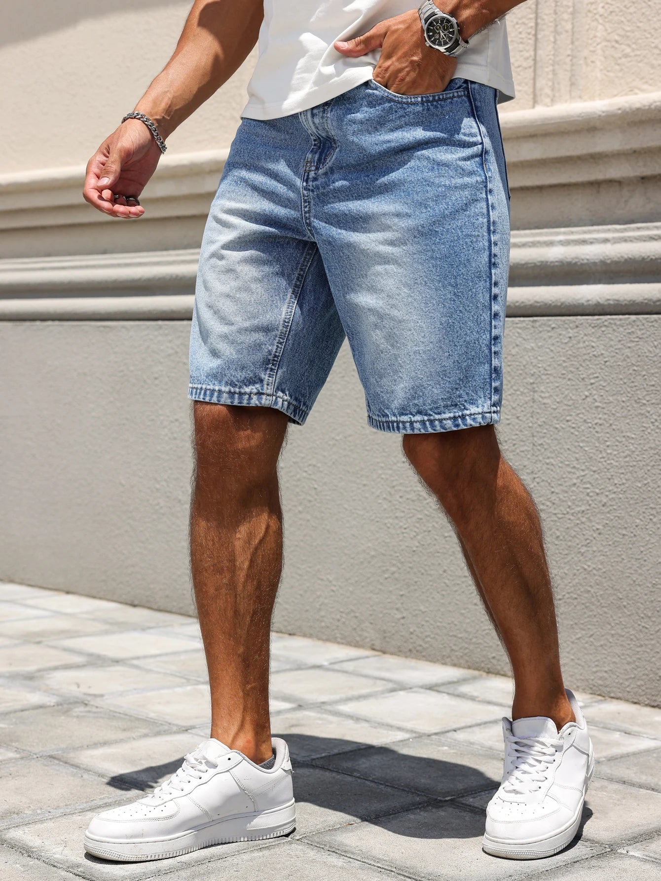 Blue Regular Denim Shorts