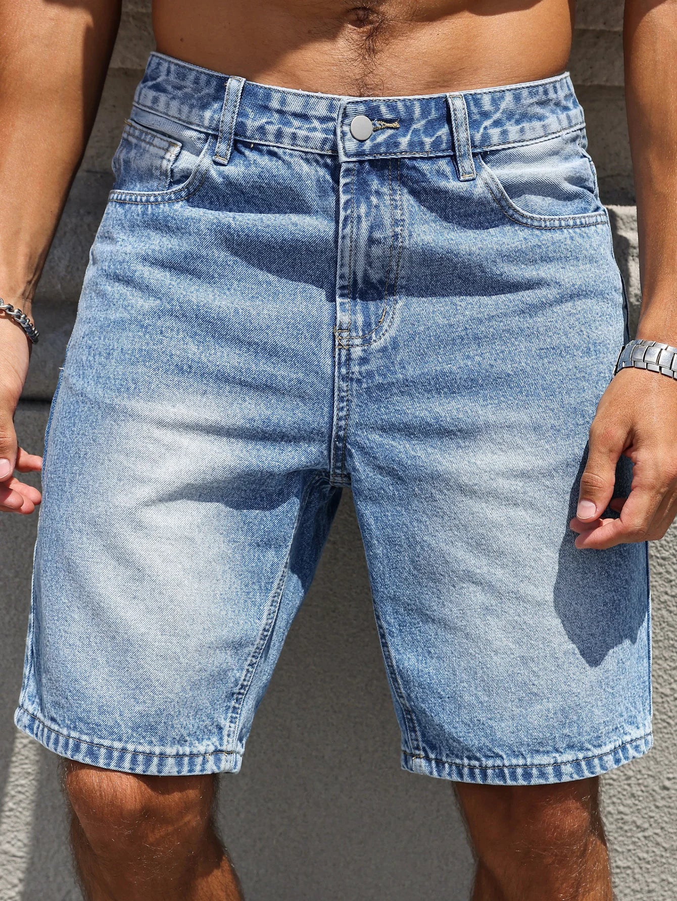 Blue Regular Denim Shorts