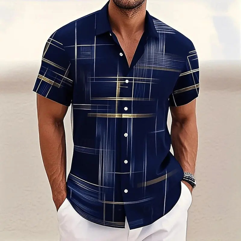 Men’s Short Sleeve Grid Shirt