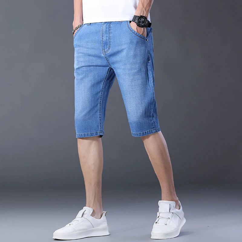 Men’s Casual Straight-Fit Denim Shorts