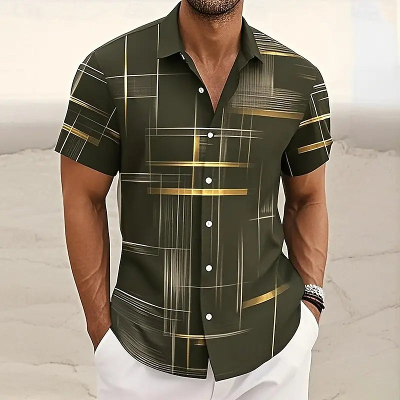 Men’s Short Sleeve Grid Shirt