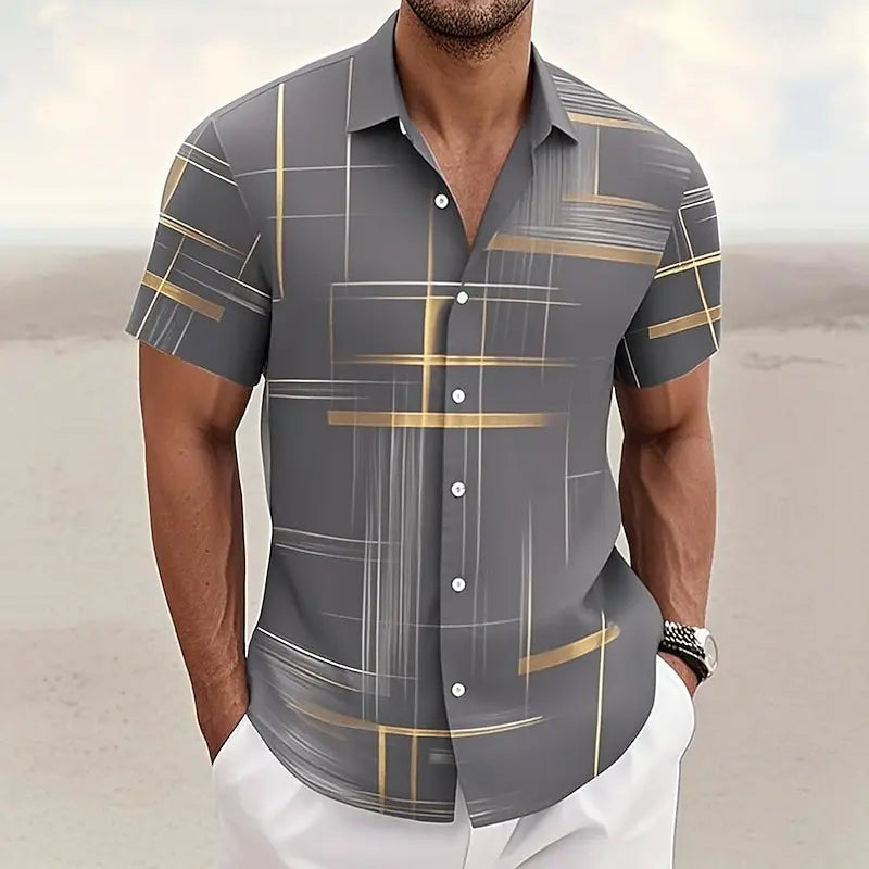 Men’s Short Sleeve Grid Shirt